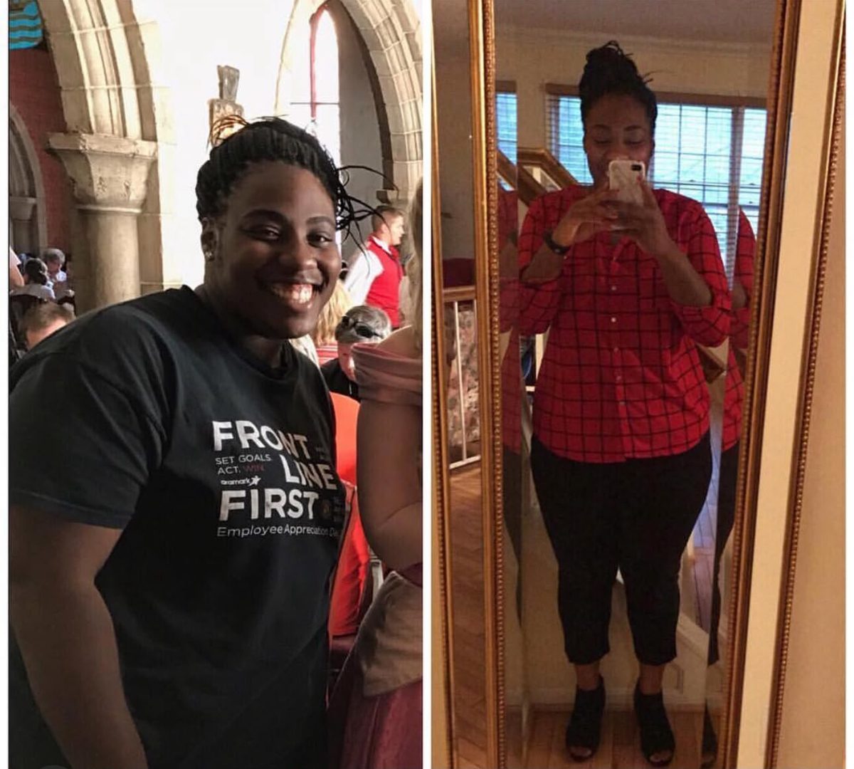 Client before-and-after weight loss transformation