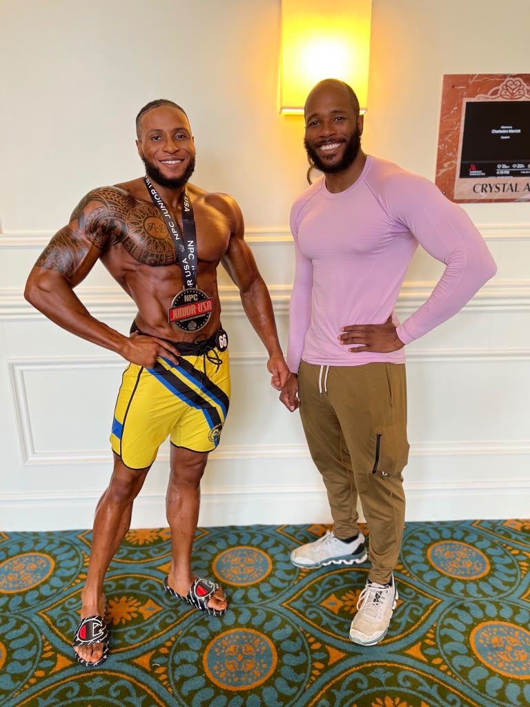 Client with his NPC Junior USA medal alongside Coach Tae
